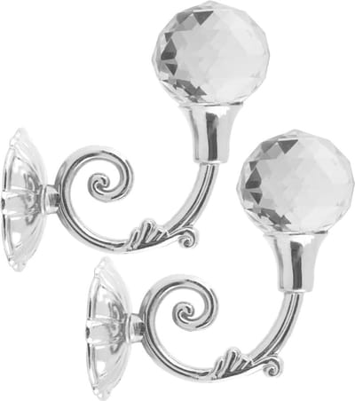 Gordijnkoorden Kristallen gordijnhaken Kledinghaken Gordijnhouder Wandhaken Zilver 1 paar