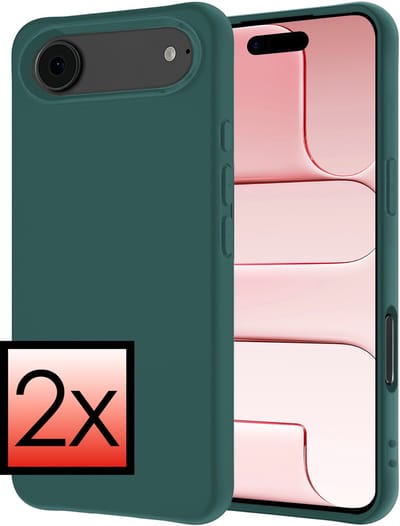 Hoesje - 2 Stuks - Geschikt voor Apple iPhone Air - Sterk & Shockproof - Case Siliconen - Back Cover - Telefoon Hoes - Donkergroen