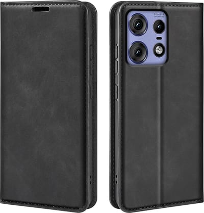 MobyDefend Hoesje - Geschikt voor Motorola Edge 50 Pro - Luxe Wallet Bookcase (Magnetische Sluiting) - Zwart