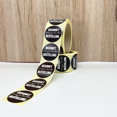 Sticker Bedankt voor je leuke bestelling zwart rol 500 stuks - webshop sticker - bedanksticker bestelling - sluitsticker verpakking