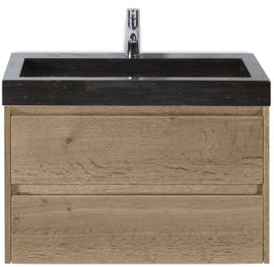 Dante Badmeubelset 80 cm - Natuur Eiken - Wastafel Hardsteen Wit Lucca
