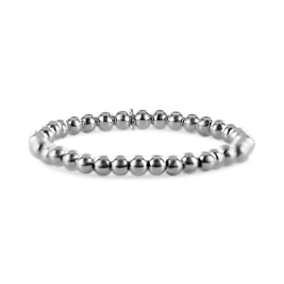 New Bling 9SIL-23254 Zilveren Armband Bolletjes 5mm - 16cm - Rekbaar - Rhodium - Zilver