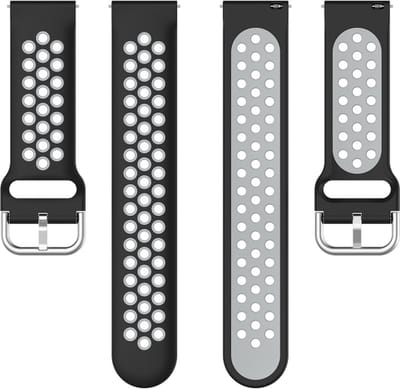Siliconen bandje - geschikt voor Huawei Watch GT Runner 2 / GT 2(e) 46 mm / GT 3 / 4 / 5 (Pro) 46 mm / Watch 3 (Pro) / Watch 4 (Pro) / GT 6 (PRO) 46mm - zwart-grijs