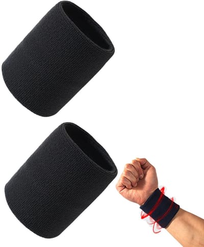 Dailygoody - Zweetbanden Set van 2 - Absorberende Sportzweetbanden - Antislip en Duurzaam - Zwart - Polszweetbanden - Perfect voor Fitness en Sport - ...