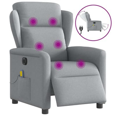 vidaXL - Massagestoel - elektrisch - verstelbaar - stof - lichtgrijs