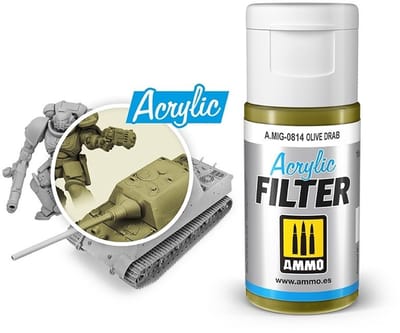 AMMO by Mig Jimenez Modelbouwdecoratie - MIG 0814 Acrylic Filter Olive Drab - 15ml Effecten potje