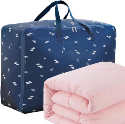 Dekbed Opbergtas - Sprei Opbergzak - Ruimte Besparen - Vouwbaar Ontwerp - 55x33x20cm - Marine vis