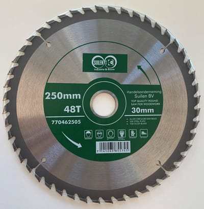 Suilen Zaagblad voor hout 250 mm 48 tanden asgat 30 mm