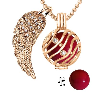 Engelenroeper 18mm Bolhouder met Ketting 90cm en Bolletje - Dames - Roségoudkleurig Golven - EBS18095