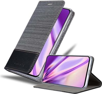 Cadorabo Hoesje geschikt voor Honor 20 PRO in GRIJS ZWART - Beschermhoes met magnetische sluiting, standfunctie en kaartvakje Book Case Cover Etui