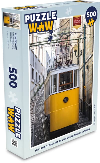 Puzzel Een tram zit vast aan de Lavra kabelbaan in Lissabon - Legpuzzel - Puzzel 500 stukjes