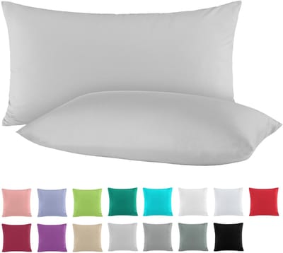 Dailygoods- Kussenslopen 40x60 cm - Dubbelpak - 100% Katoen - Kussenhoezen - Grijs - Renforcé kwaliteit