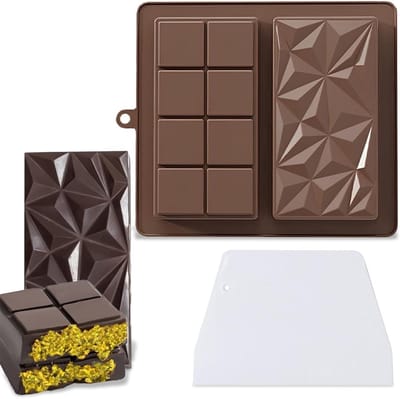 Diepe Chocolade Bakvorm met Spatel, Siliconen Mould voor Chocolade Tablet, Antiaanbaklaag en Perfecte Resultaten
