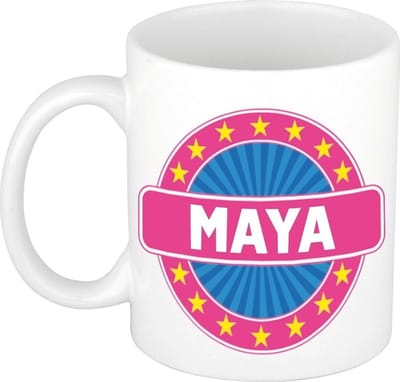 Bellatio Decorations - Maya voornaam - koffiemok - beker - wit/roze - 300 ml - Cadeau - Dames - Collega - Moederdag - Verjaardag
