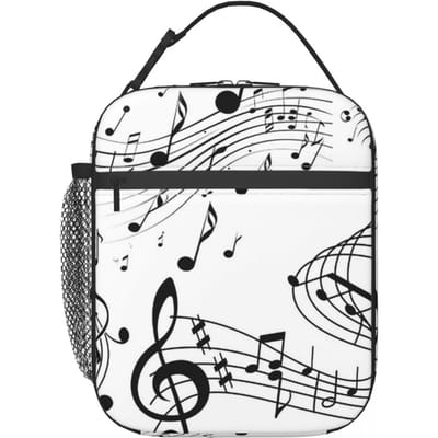 Abstracte Pianotoetsen Met Muzieknoten Geïsoleerde Lunchtas voor Vrouwen Kantoor Koeltas Thermische Voedseldoos Draagtas Lunchboxen Container One Size