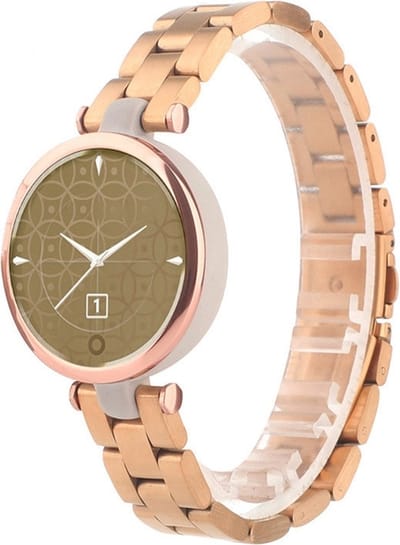 By Qubix - Stalen schakelband - Champagne goud - Geschikt voor Garmin Lily