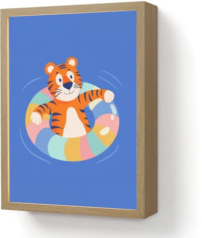 Wandlamp 30x40 cm - Oplaadbaar - Tijger - Zwemband - Water - Wandlampen binnen woonkamer - Slaapkamer lamp - Decoratieve nachtlamp - Vloerlamp draadloos
