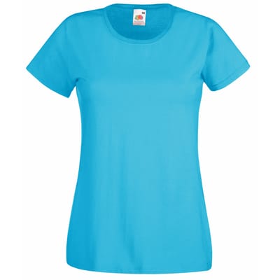 Fruit of the Loom Dames/vrouwen Lady-Fit Valueweight Short Sleeve T-Shirt (Pak van 5) (Azuurblauw)