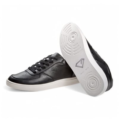 Casual Danssneaker - Dubbele draaipunten - Unisex - Optimale draaibewegingen - Echte leder - Lichtgewicht - Zacht voetbed - Comfortabele sneakers voor salsa - Latin, Salsa, Swing, Urban - Diamant - BEAT 212 - 502 - 028 - Zwart - 40.5