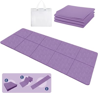 SnelShoppen - Klappbare Yogamatte Lichtgewicht 183x61 cm - Rutschfest Reismat met Draagtas voor Yoga, Pilates, Sport - Vouwbare Fitnessmat voor Thuis