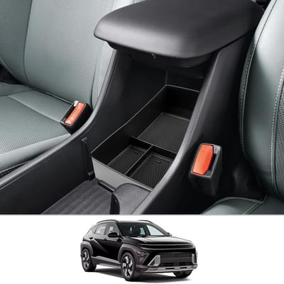 Center Console Armrest Opbergdoos voor Hyundai Kona SX2 2024 2025 - Organizer Tray voor Handschoenenkast en Autoaccessoires (Zwart)