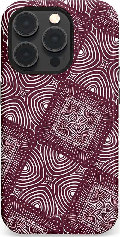 Casetastic Hoesje Geschikt voor Apple iPhone 15 Pro Magsafe - Stijlvolle Beschermende Duo-layer Case - Bohemien Rood Design