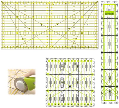 3-delige Patchwork Linialenset voor Quilten en Naaien - Acryl Linialen met Hoekmarkeringen
