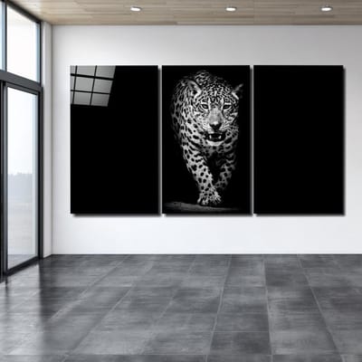 Insigne Glazen Schilderijen - Dieren - Luipaard - 3-Delig - Mega Glasschilderij - 3x72x46 cm - 4 mm
