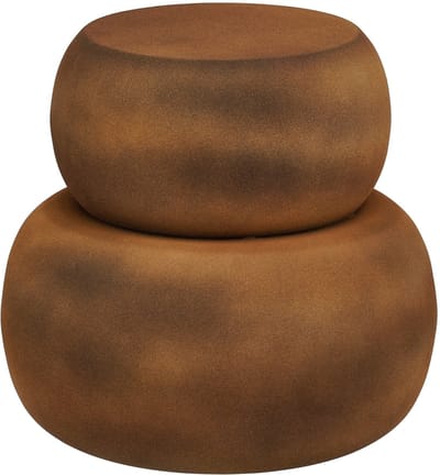 Mica Decorations Zea Bijzettafel - Bijzettafeltje Rond - Woonkamer Decoratie - 37 x 43 cm - IJzer, MDF, Fluweel - Bruin Antiek