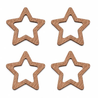 Houten kerstversiering - Wooden Christmas decoration | Servetringen sterren 7 x 7cm Napkin rings stars (4 st) | Donker hout - Dark wood | Tafelaccessoires - Table accessories - Diner Accessoires - Tafel Decoratie - Kerstmis