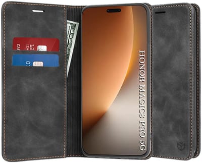 Hoesje geschikt voor HONOR Magic8 Pro - Techsuit Confy Book Wallet Case - Zwart