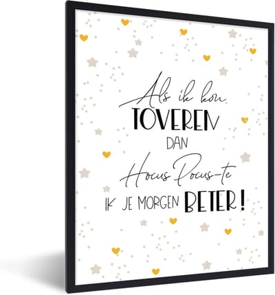 Fotolijst incl. Poster - Beterschap - Spreuken - Stippen - Hocus pocus - 30x40 cm - Posterlijst