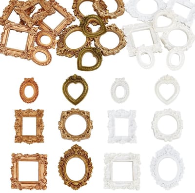 Dailygoods- Fotolijsten Set 24 Stuks - Vintage Hars Fotolijsten - Mini Fotolijsten - DIY Ambachten - Muur Decor - Gemengde Vormen en Kleuren
