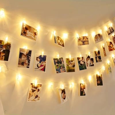DOWO® - Fotoslinger met verlichting - 6 meter & 40 LED lichtjes - Foto - lichtsnoer met knijpers - Lichtslinger - Batterij - Feesten - Verlichting - Bruiloft - Valentijnscadeau - Decoratie