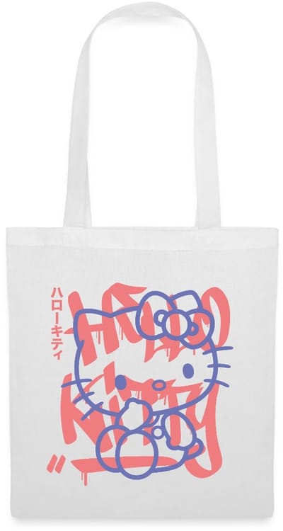 Hello Kitty Met Graffiti-Stijl Lettertype Tas Van Stof Schoudertas