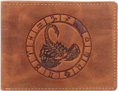 Greenburry - Vintage Lederen Heren Portefeuille Met Schorpioen Sterrenbeeld