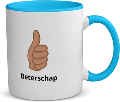 Akyol - beterschap duim koffiemok - theemok - blauw - Beterschap - iemand die ziek is of iets gebroken heeft - snel beter worden - beterschap cadeau - cadeau - kado - geschenk - gift - 350 ML inhoud
