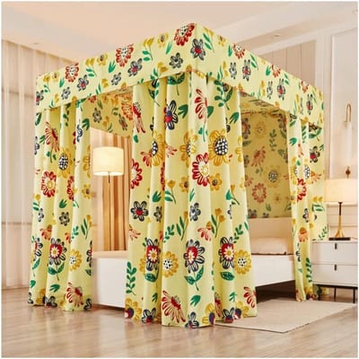 Bedhemel Klamboe - Hemelbed Gordijn - Slaapkamer Decoratie - Ademend Microvezel - 180x220cm - Geel