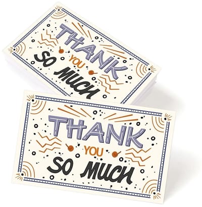 Dailygoods- Bedankkaarten 200 Stuks - Wenskaarten Set - Blanco Kaartjes - Kleine Bedankkaartjes - Unieke Ontwerpen - Duurzaam Papierkarton