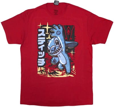 Disney Lilo & Stitch - Japanese Stitch Heren T-shirt - S - Rood