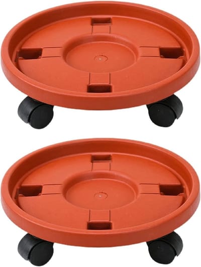 2 Stuks Stevige Plantenroller met Wielen 30cm Verrijdbare Plantenstandaard voor Binnen en Buiten