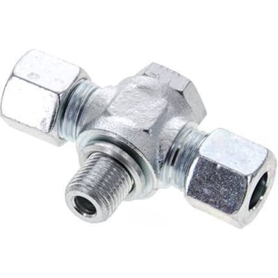 10L & G1/4'' Verzinkt Stalen T-Draaidoorvoer Snijringkoppeling Buitendraad 315bar ISO 8434-1