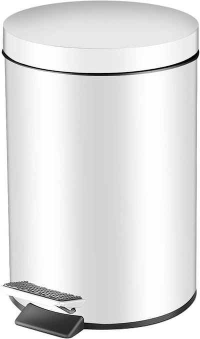 Pedaalemmer - Afvalbak RVS - Keuken Organiseren - Stilsluitend Deksel - 3 Liter - Wit
