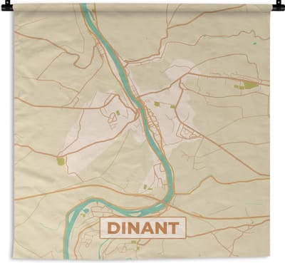 Wandkleed - Wanddoek - Stadskaart - België - Dinant - Plattegrond - Kaart - 180x180 cm - Wandtapijt