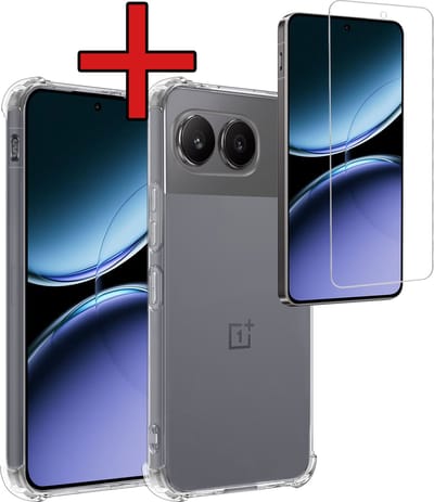 Hoesje - Met Screenprotector - Geschikt voor OnePlus Nord 4 - Sterk & Shockproof - Back Cover - Siliconen Case - Telefoon Hoes - Shock Proof - Telefoonhoes - Transparant