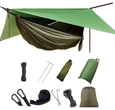 Campinghangmat met Klamboe en Regenzeil - Perfect voor Buitenactiviteiten