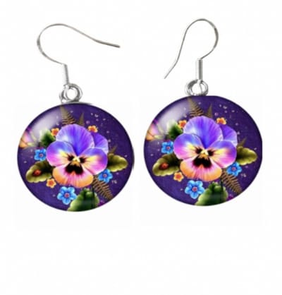 Lange Oorbellen-Violen-Zilver oorbelhaken - Charme Bijoux