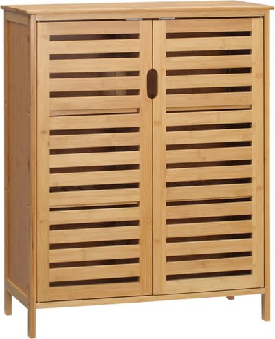 kleankin-Badezimmerschrank-Bambus-68L x 32B x 86H cm-Naturholz