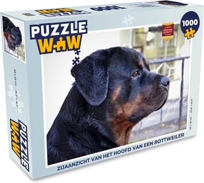 Puzzel Zijaanzicht van het hoofd van een Rottweiler - Legpuzzel - Puzzel 1000 stukjes volwassenen