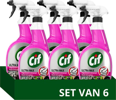 Cif Ultra Max - Degreasing Spray - Pink​ Pamplemousse - 6 x 750ml - Voordeelverpakking